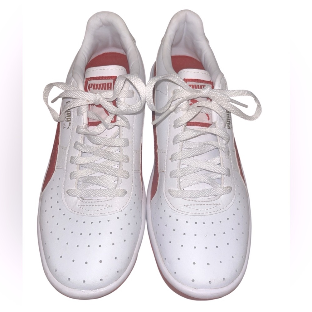 Puma Girls Retro Sneakers In White and Red - Picture 2 of 9